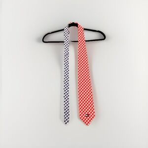 Tommy Hilfiger Mens Multicolor Gingham Check Adjustable Knotted Formal Necktie